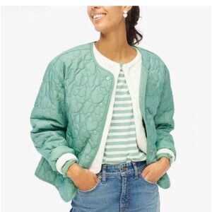 NWT J. Crew Factory Quilted Heart Puffer Jacket (Aqua Green) - XXL